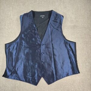 Larr Brio Mens XL Navy Blue Metallic Sheen Formal Button Front Suit Vest
